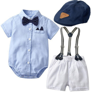 Gentleman Formal Dress Romper + Hat + Bow Tie (0-24 months)