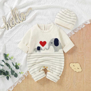 2 Pieces Unisex Newborn Baby Rompers Long Sleeve Clothes for Autumn & Winter (0-18 M)