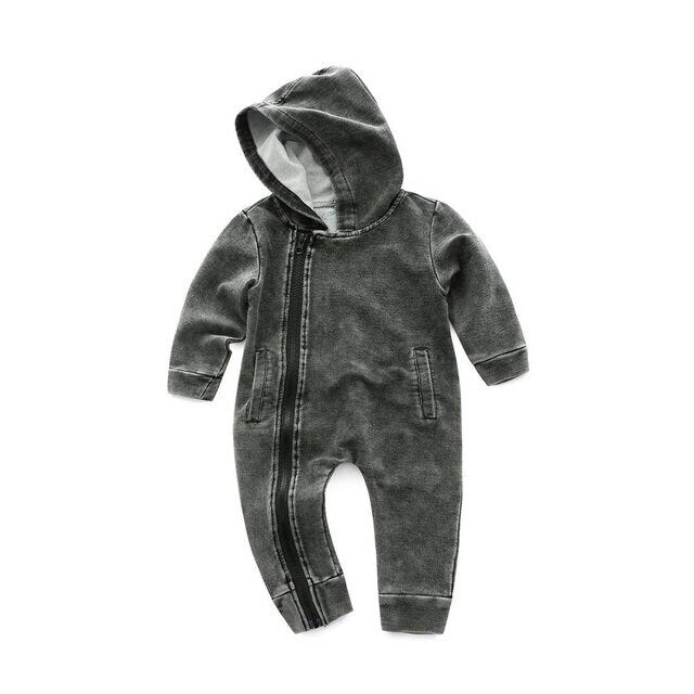 Unisex Baby Jeans Jumpsuit in Grey and Blue (9-24 Months) 