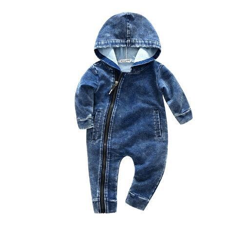 Unisex Baby Jeans Jumpsuit in Grey and Blue (9-24 Months) 