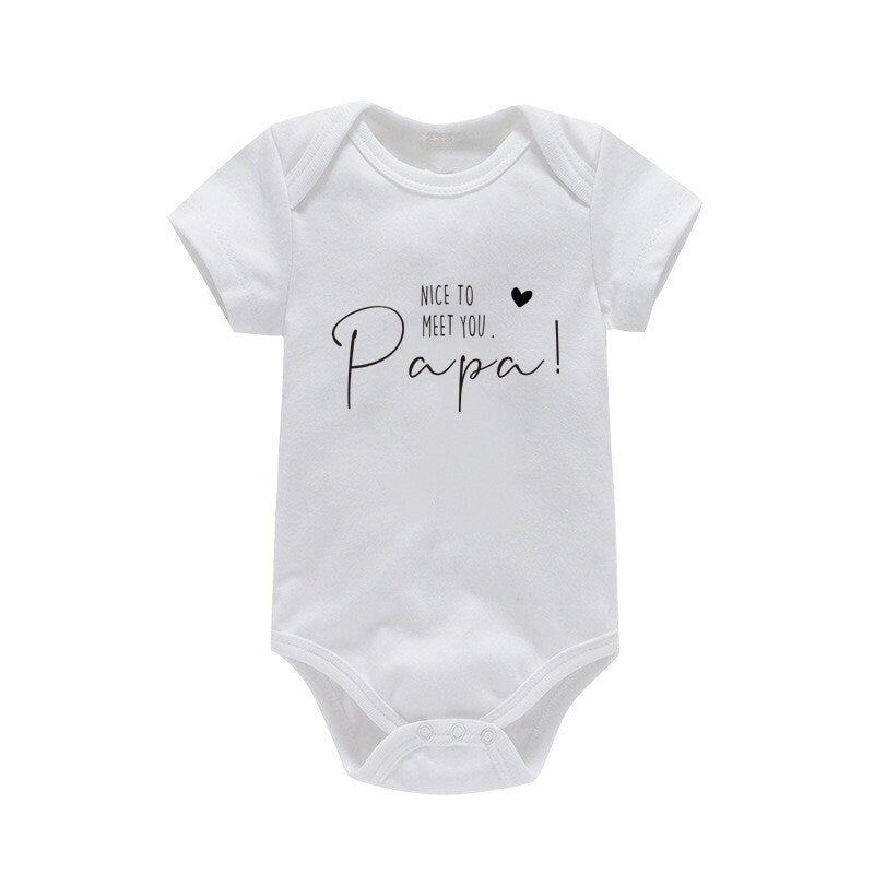 Unisex Baby Romper: Nice to meet you papa! (0-24Months) Babyclothing Babyboy Babyromper Baby Clothes Baby clothing set