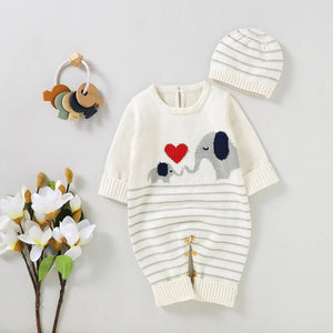 2 Pieces Unisex Newborn Baby Rompers Long Sleeve Clothes for Autumn & Winter (0-18 M)