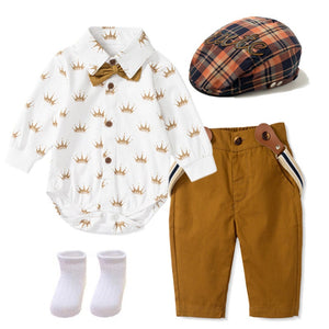 Newborn Formal Long sleeve + Tie + Suspenders + Pants Set (3M-18M) Babyoutfit Babyclothing Baby Clothes Wedding Wedding Set Gift