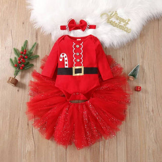Christmas Dress for Baby Girls Long Sleeve Clothes Set (3-18M) Babyclothing Babygifts Baby Wedding Set 