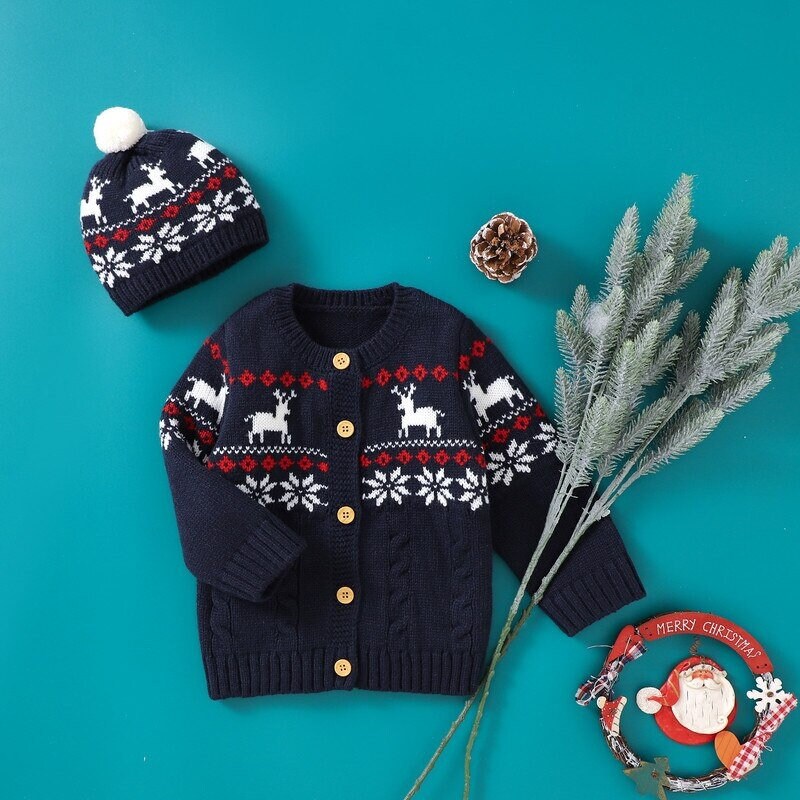 Unisex Reindeer Baby Christmas Pullover Sweater for Winter (6Months - 3Years) Babyclothing Babygifts Baby Set Outfit