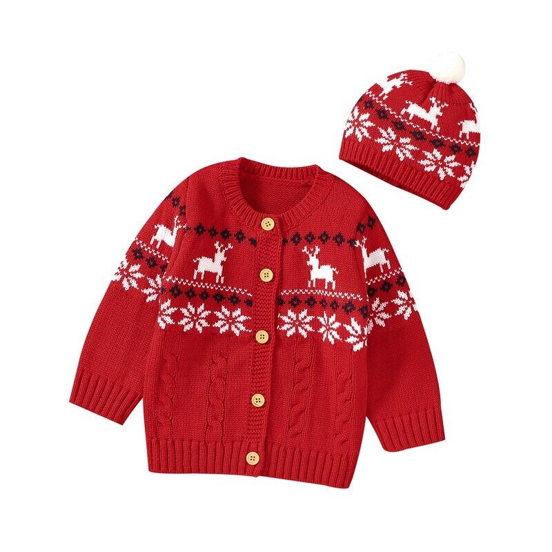 Unisex Reindeer Baby Christmas Pullover Sweater for Winter (6Months - 3Years) Babyclothing Babygifts Baby Set Outfit