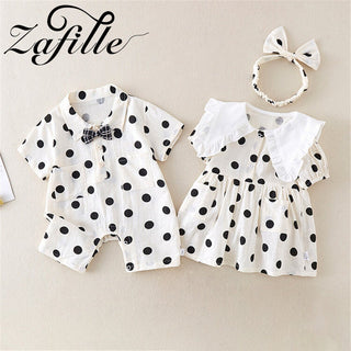 Summer Dots Sibling Matching Outfit - Newborn Bodysuit & Dress Set