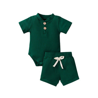 Unisex Baby Summer Outfits - Short Sleeve Romper and Shorts Set