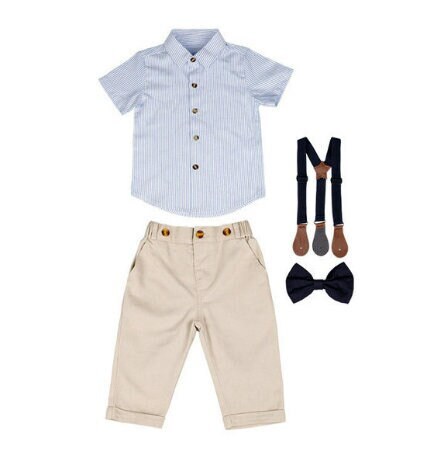 Sky Blue Striped Suit Set for Boys (1-6 Years)