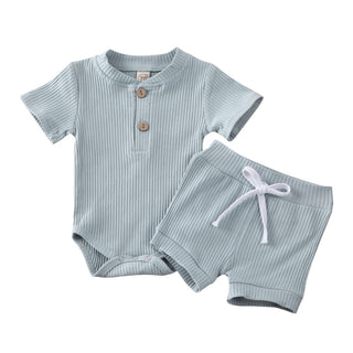 Unisex Baby Summer Outfits - Short Sleeve Romper and Shorts Set