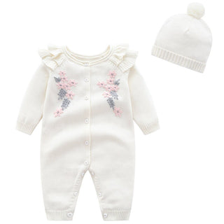 Baby Mädchen Herbst Strampler in Pink und Weiß + Mütze (3-24 Monate) Neugeborenen Kleidung Set Babykleid Babymädchen Mädchenkleidung