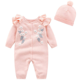 Baby Mädchen Herbst Strampler in Pink und Weiß + Mütze (3-24 Monate) Neugeborenen Kleidung Set Babykleid Babymädchen Mädchenkleidung