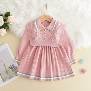 Baby Girl Dress in Pink and Blue (3-7 Years) Princess Girl Dress 